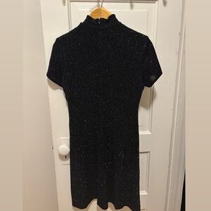 Jessica Howard Black Sheath Mini Dress Mock Neck